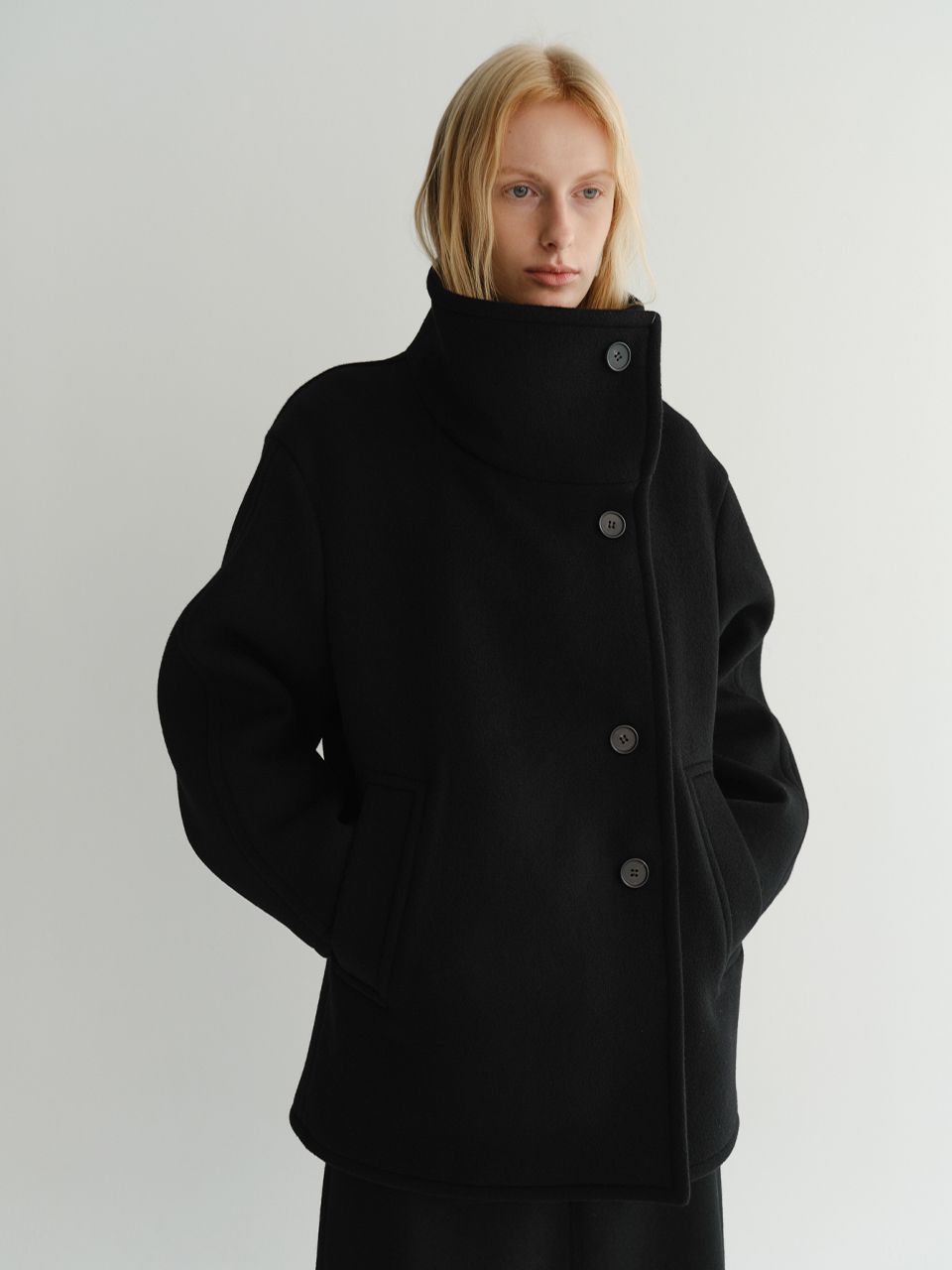 ネット直売 everyone nylon half coat (BLACK) 【公式通販】
