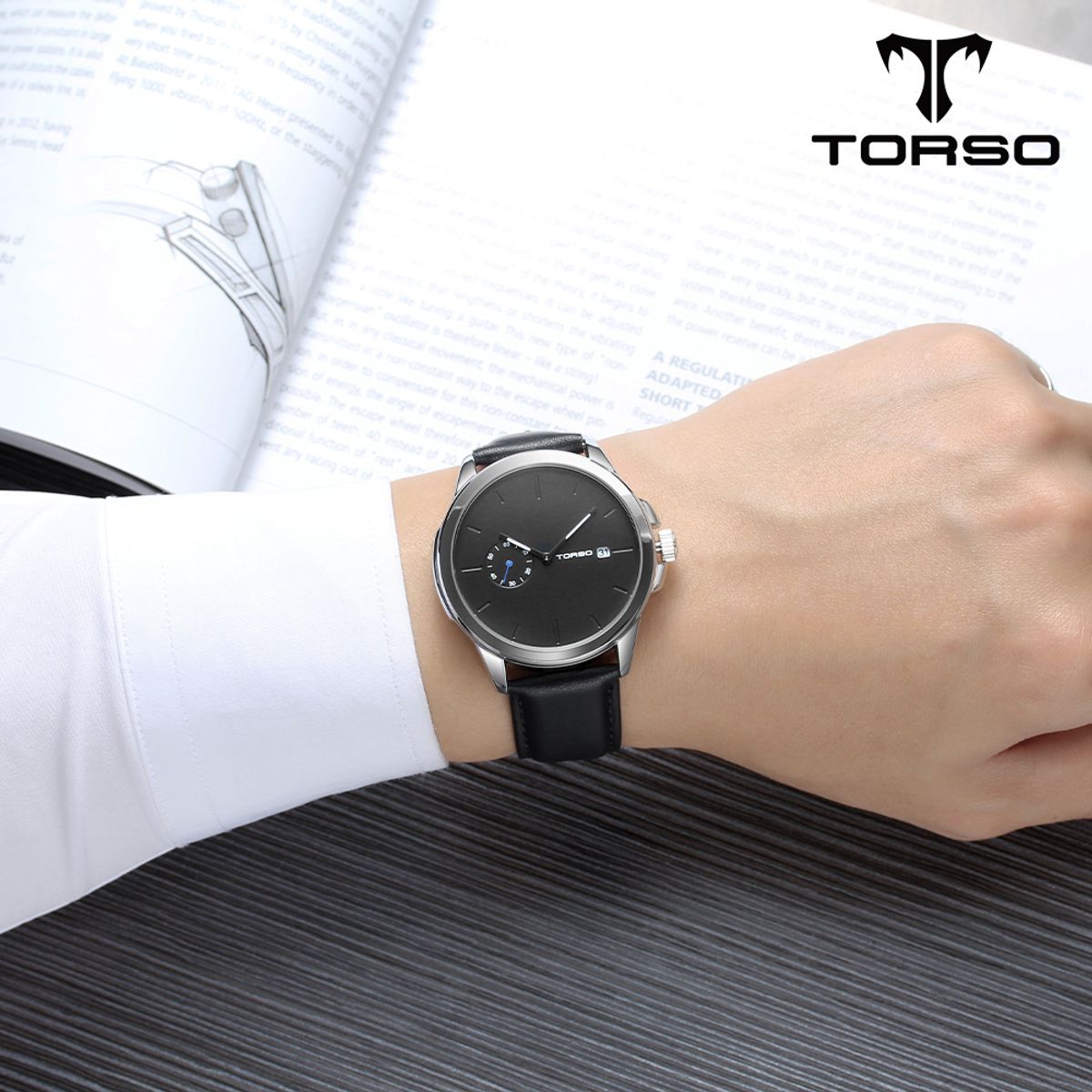 토르소(TORSO) T106L-SBBK 콤베 인그레이빙 워치 가죽 남자 시계