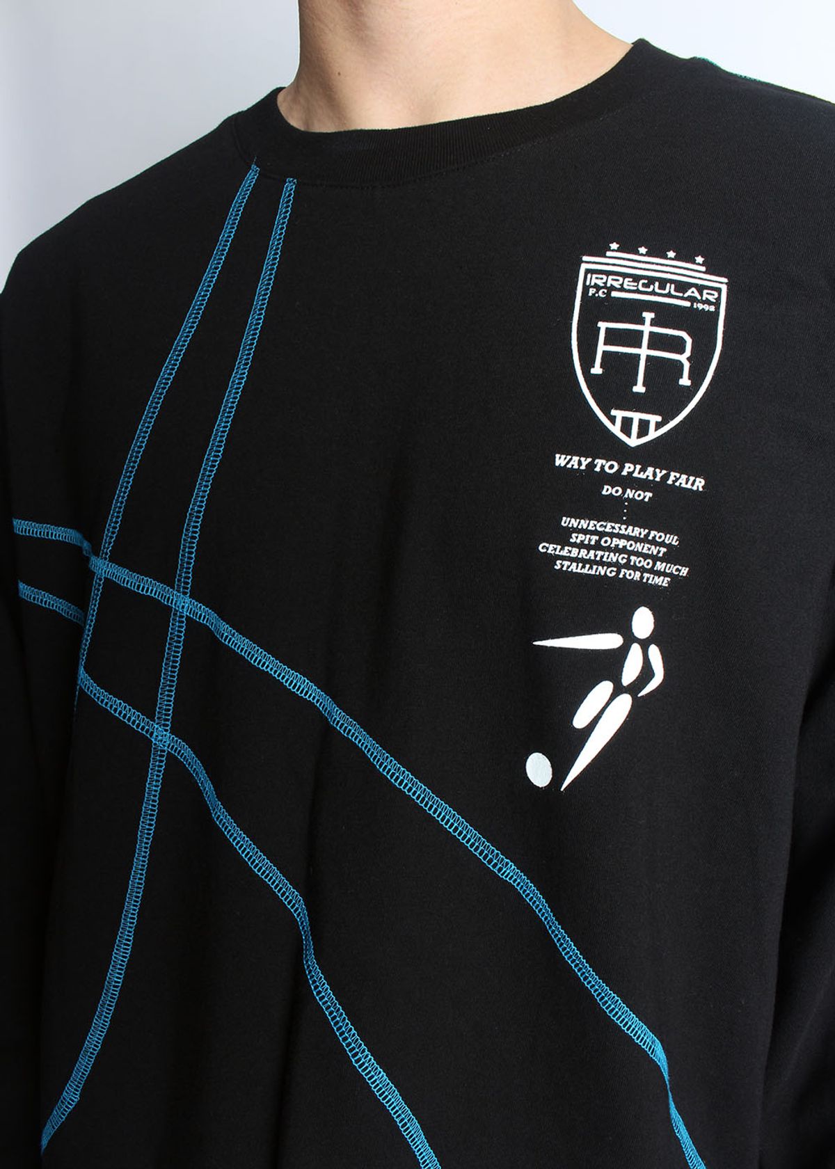 이레귤러(IRREGULAR) FAIR PLAY FOOTBALL T-SHIRTS (BLACK/BLUE)