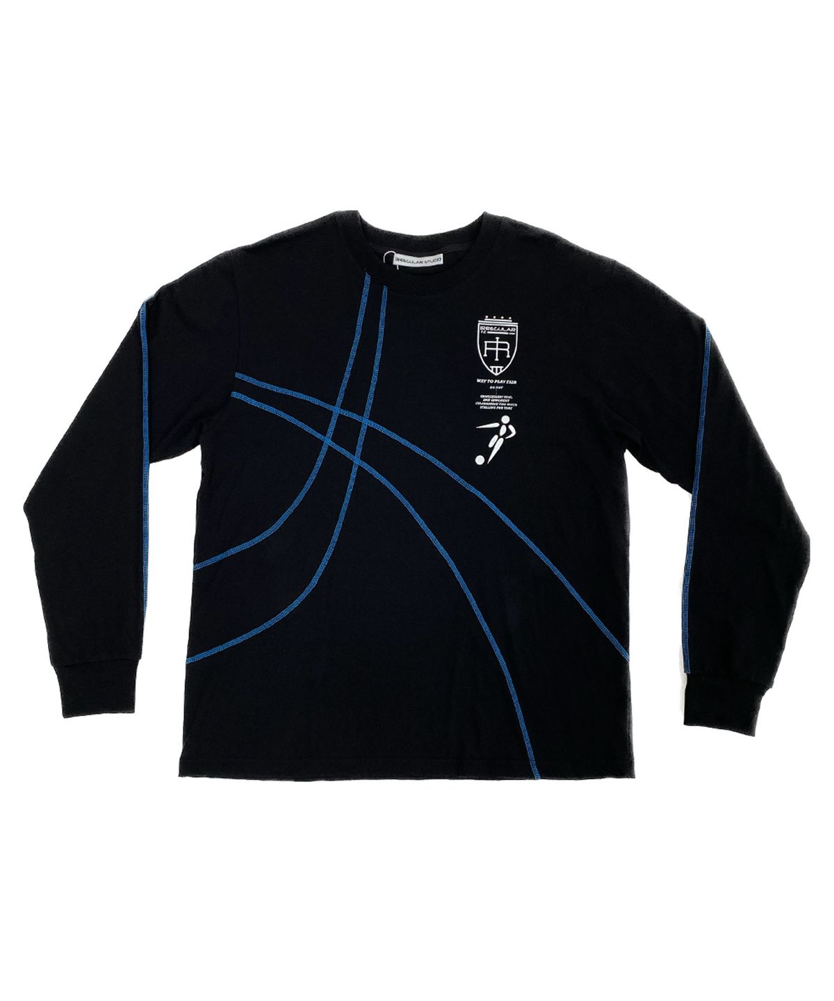 이레귤러(IRREGULAR) FAIR PLAY FOOTBALL T-SHIRTS (BLACK/BLUE)