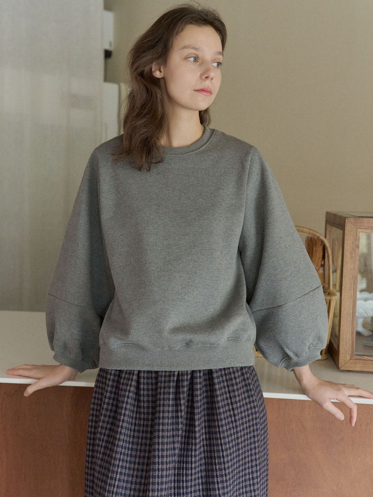 아방(AVANT-G) Check Pleated Banding Skirt - NAVY