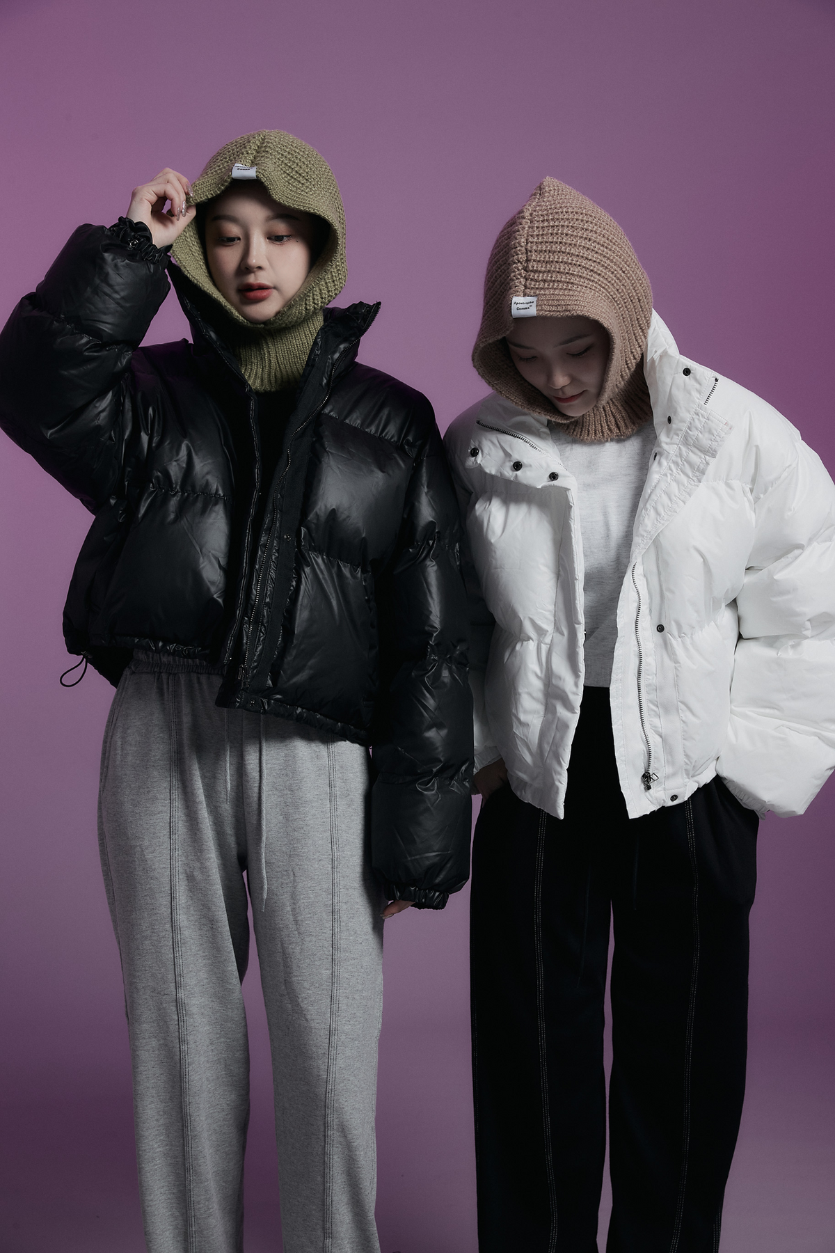어퍼스트로피 콤마(APOSTROPHE COMMA) 포인트라벨 하찌 니트 넥워머 바라클라바 (그린)