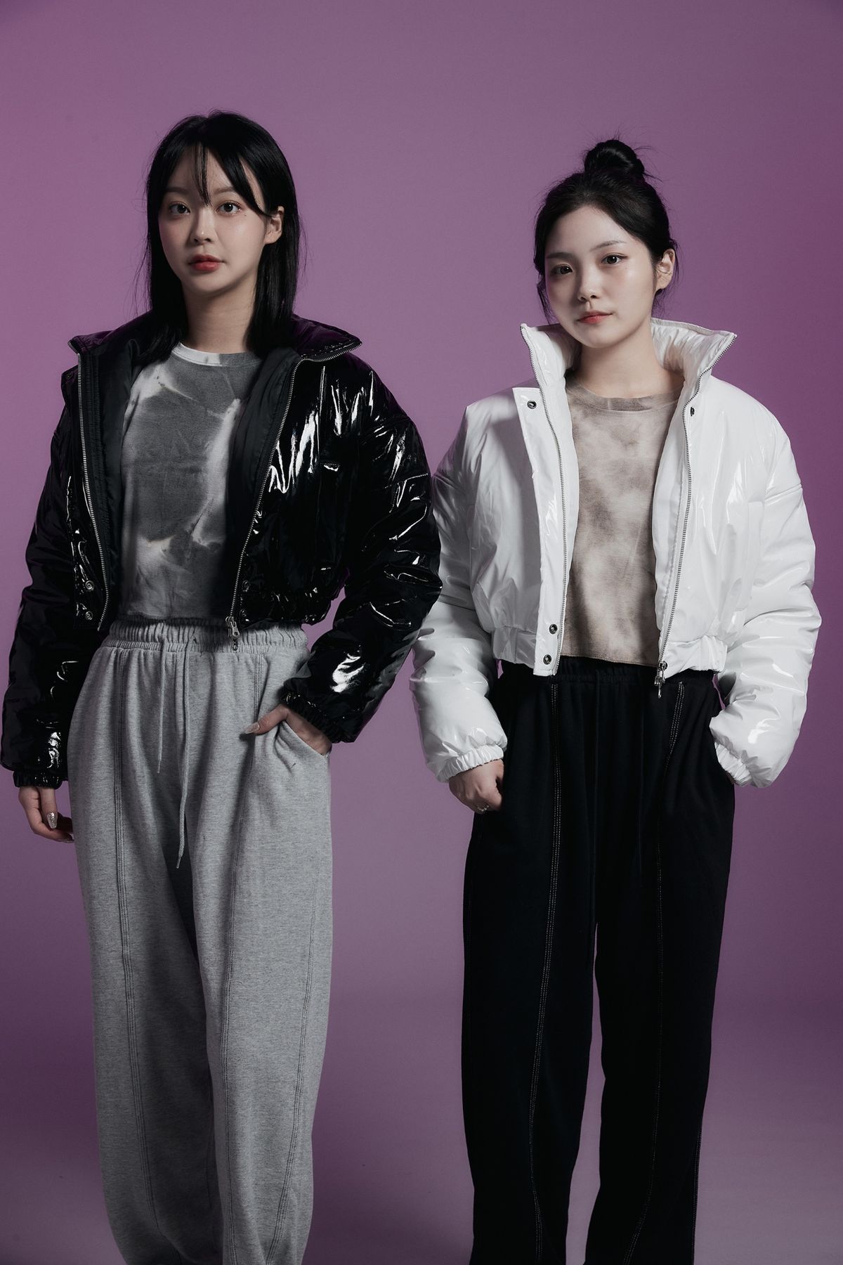어퍼스트로피 콤마(APOSTROPHE COMMA) 하이글로시 숏 패딩 점퍼 (화이트)