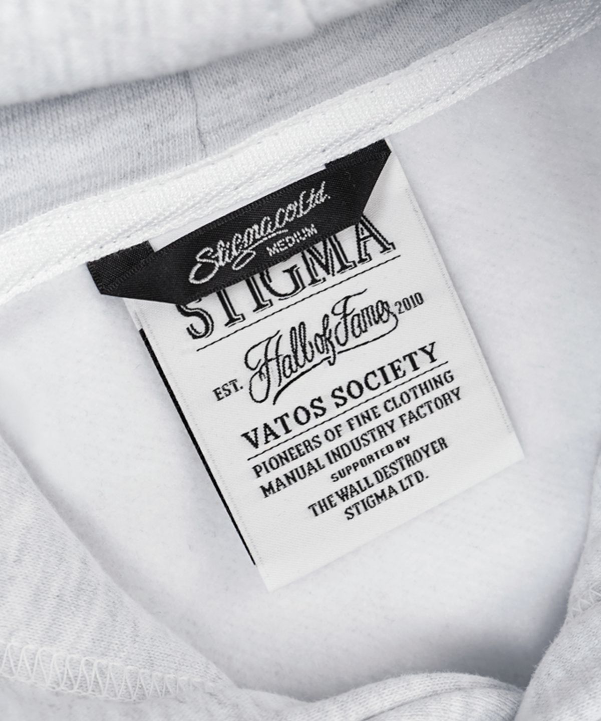 스티그마(STIGMA) 22 LETTER GRAPH OVERSIZED HEAVY SWEAT  HOODIE WHITE MELANGE