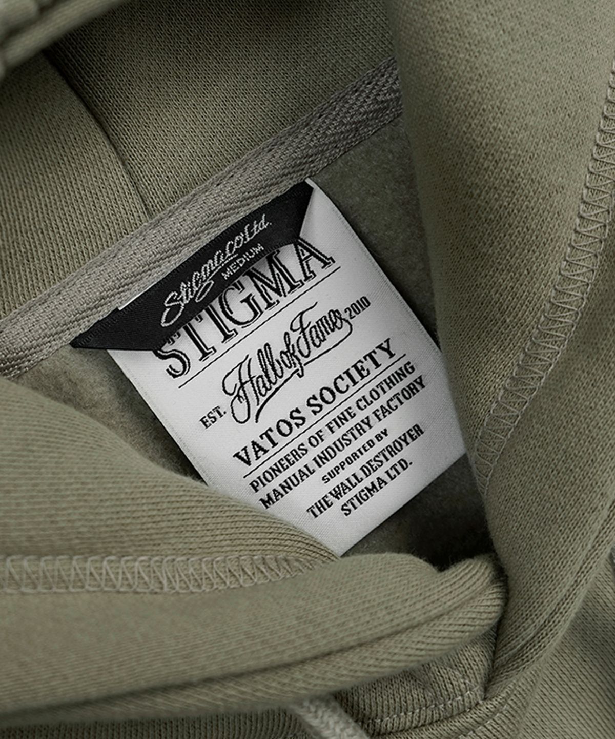 스티그마(STIGMA) 22 LETTER GRAPH OVERSIZED HEAVY SWEAT  HOODIE LIGHT KHAKI