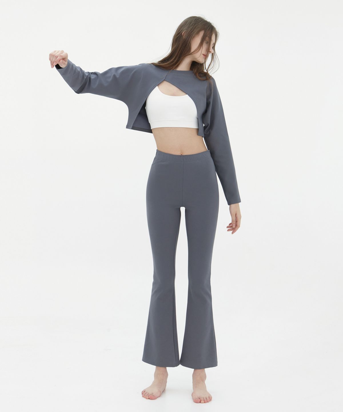 데비웨어(DEVIWEAR) 컴포터블 부츠컷 팬츠 DEVI-B0060-에쉬그레이