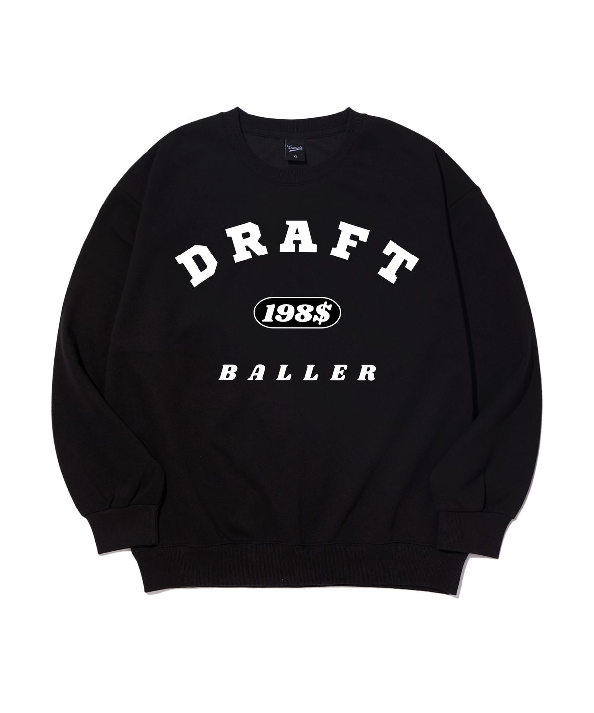 크림소다랩(CREAM SODA LAB) 198$ 드래프트 아크 볼러 오버핏 맨투맨 블랙