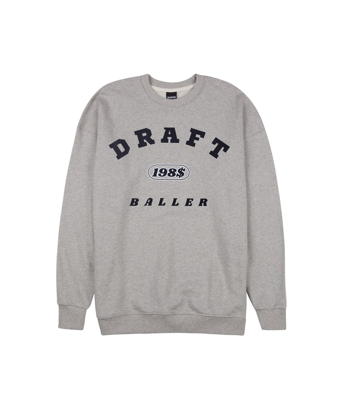 크림소다랩(CREAM SODA LAB) 198$ 드래프트 아크 볼러 오버핏 맨투맨 그레이