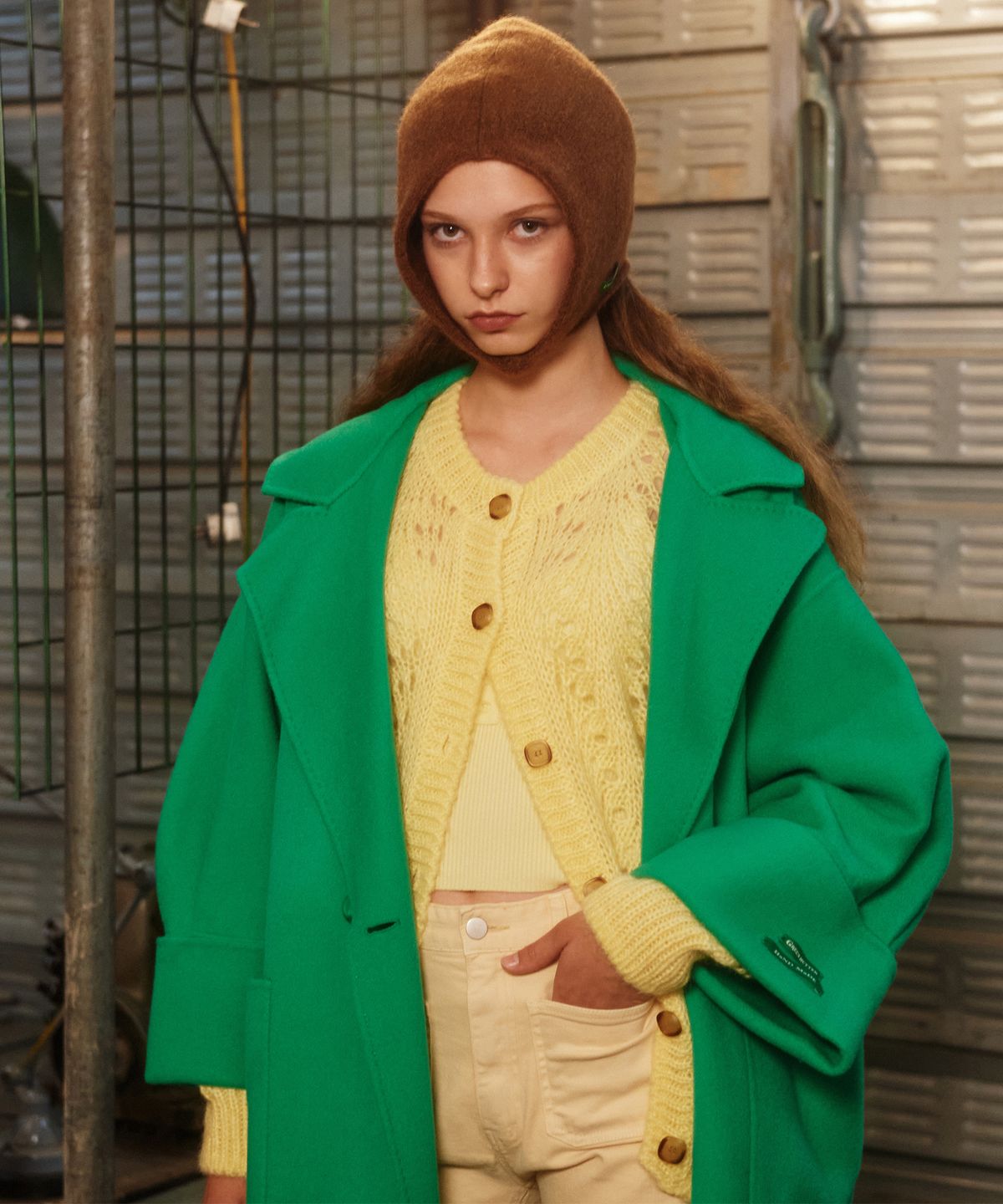 그린버터(GREENBUTTER) Mohair Skashi Cardigan (Yellow)