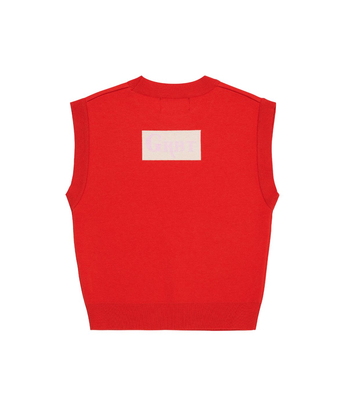 그린버터(GREENBUTTER) Lettering knit vest (Red)