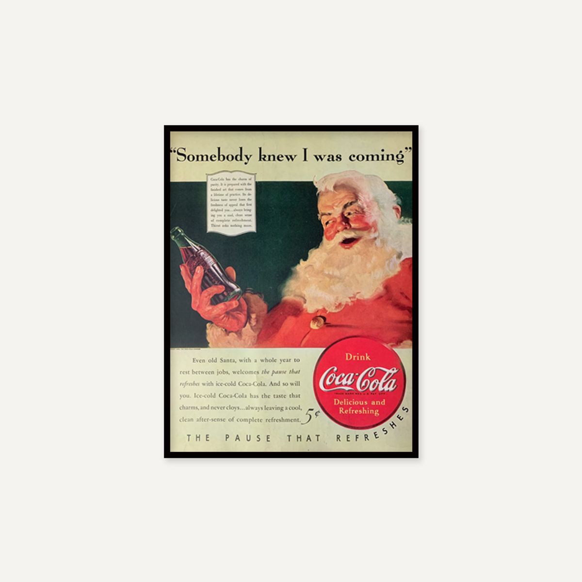 그릿시즌(GREET SEASON) 1940s Coca-Cola Christmas Santa (액자 포함)