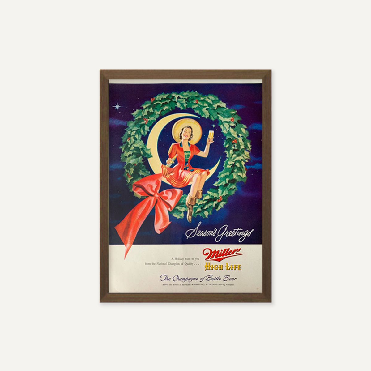 그릿시즌(GREET SEASON) 1940s Miller High Life Beer Christmas (액자 포함)