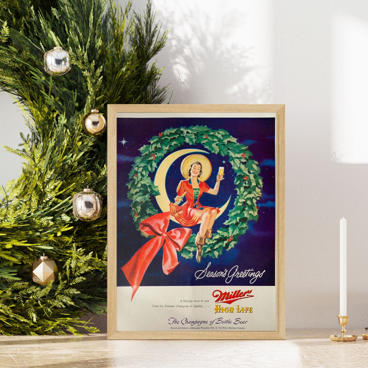 그릿시즌(GREET SEASON) 1940s Miller High Life Beer Christmas (액자 포함)