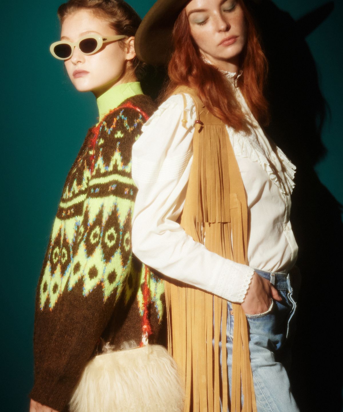 그린버터(GREENBUTTER) Real Lambskin Suede Fringe Vest (Camel)