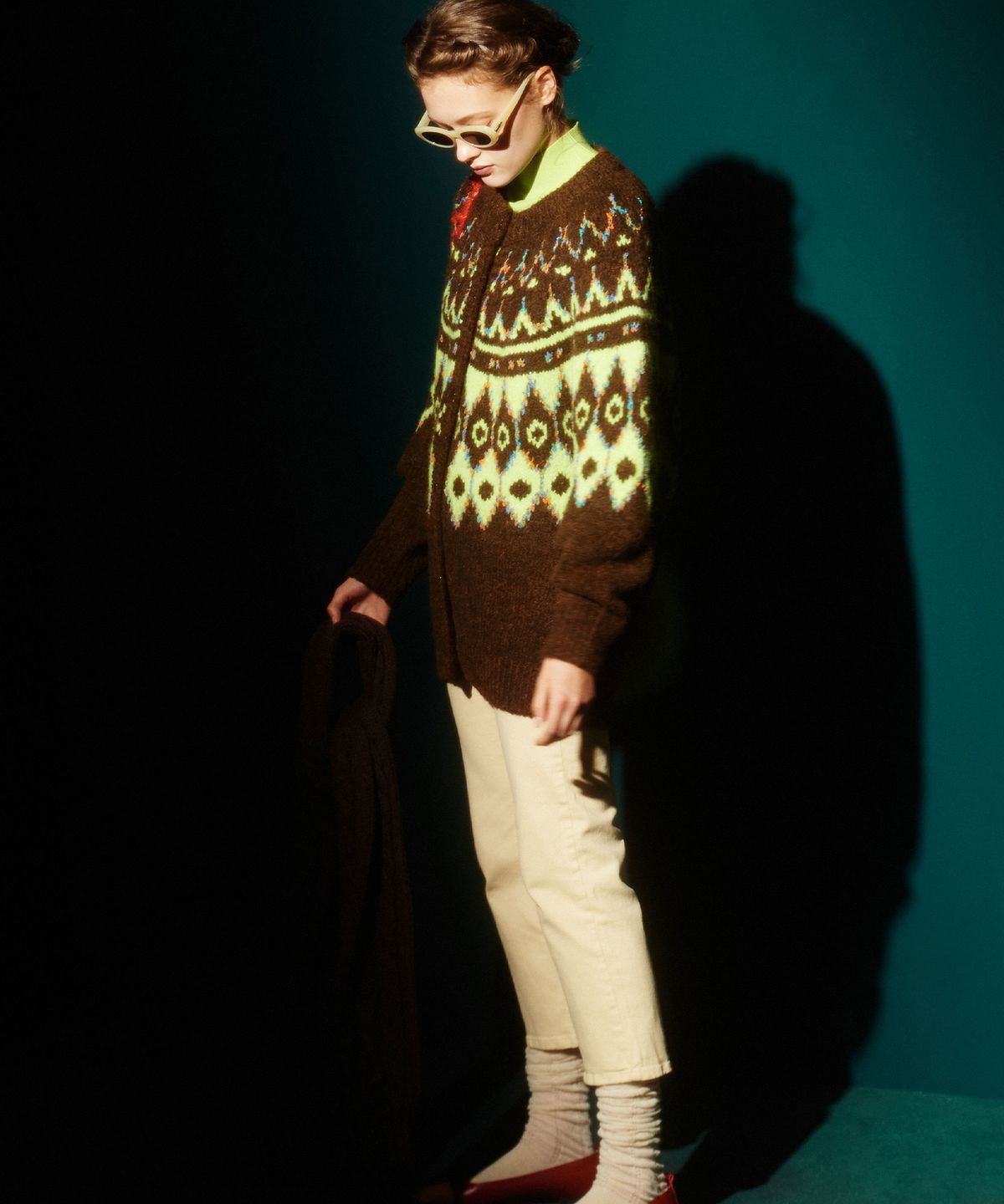 그린버터(GREENBUTTER) Alpaca Nordic Cardigan (Brown)