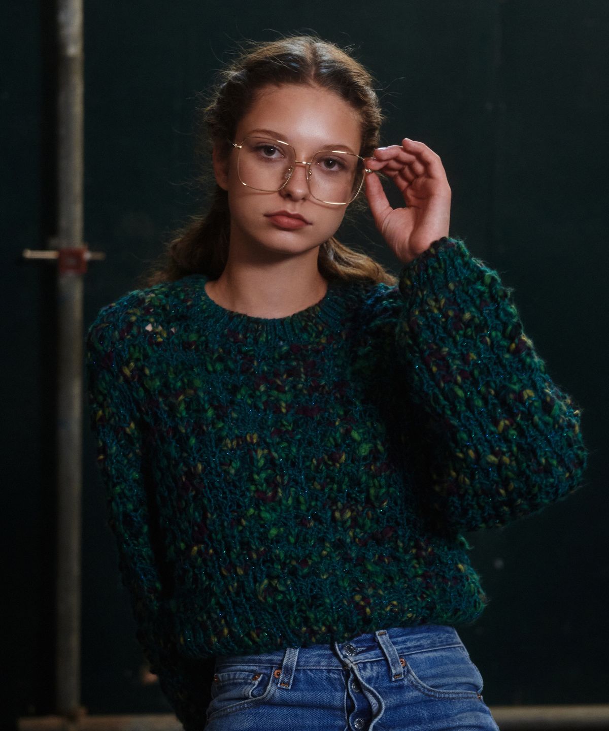 그린버터(GREENBUTTER) Premium Yarn  Multi Mix Pullover (Blue-Green)