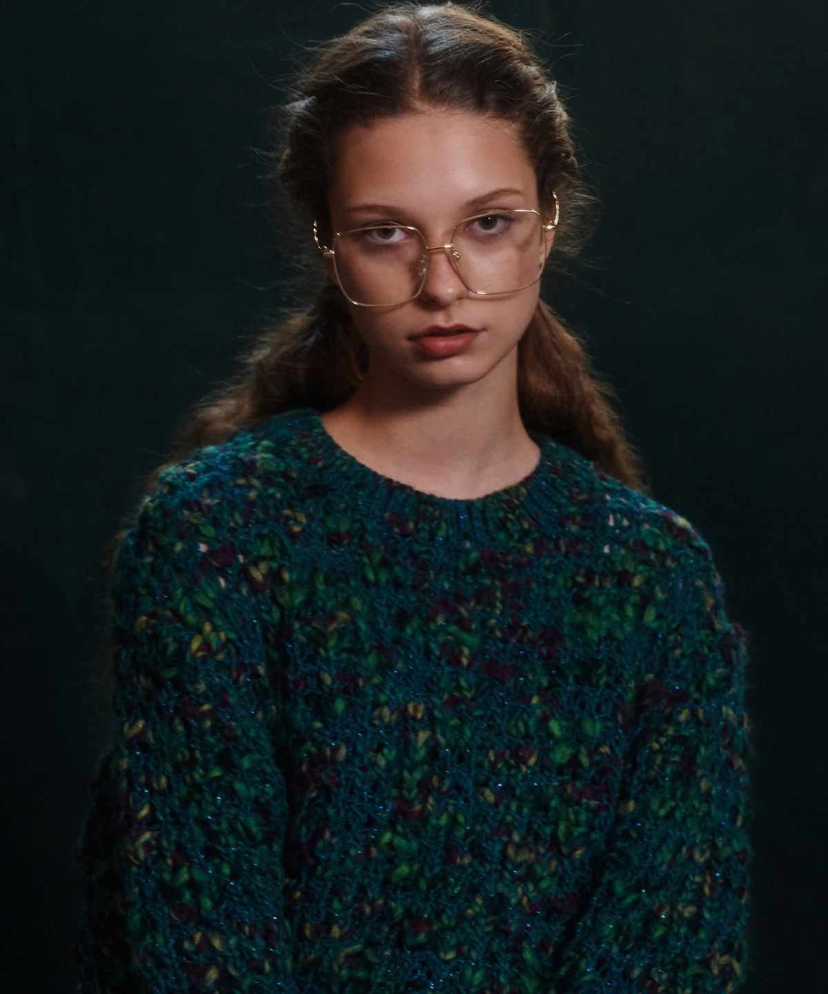 그린버터(GREENBUTTER) Premium Yarn  Multi Mix Pullover (Blue-Green)