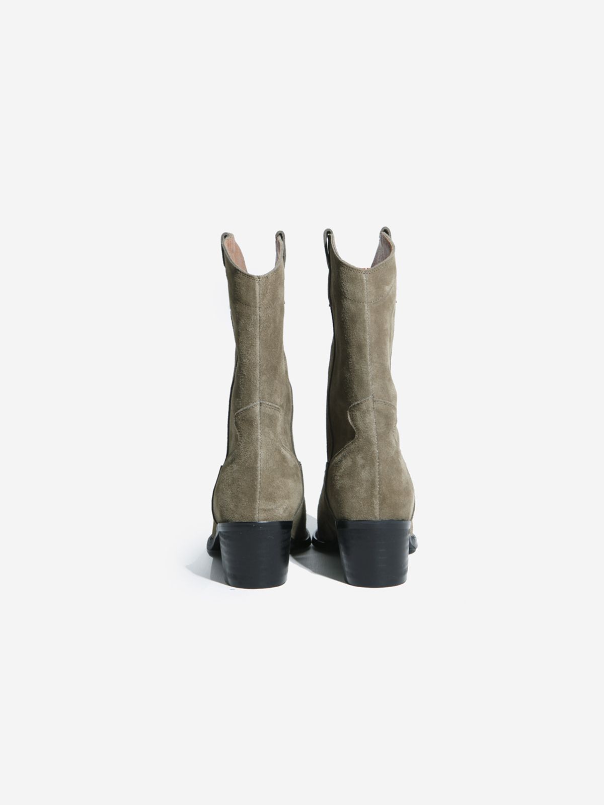 코모레비뮤지엄(KOMOREBI MUSEUM) KM012M 카우레더 웨스턴 스웨이드 미들 부츠 천연가죽 ver. ｜ Beige Khaki (베이지카키)