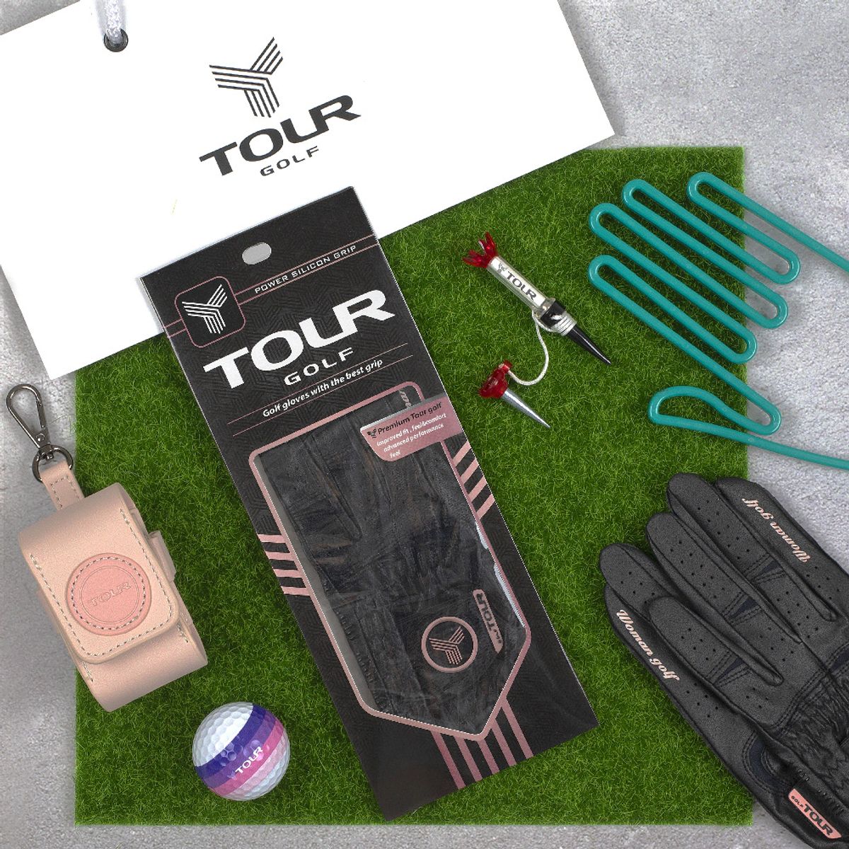 투어골프(TOURGOLF) 투어골프 파워그립 블랙 여성 골프장갑 좌우세트