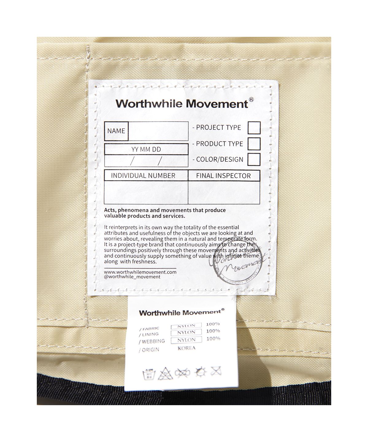 월스와일 무브먼트(WORTHWHILE MOVEMENT) 아몬드 백 (샌드)