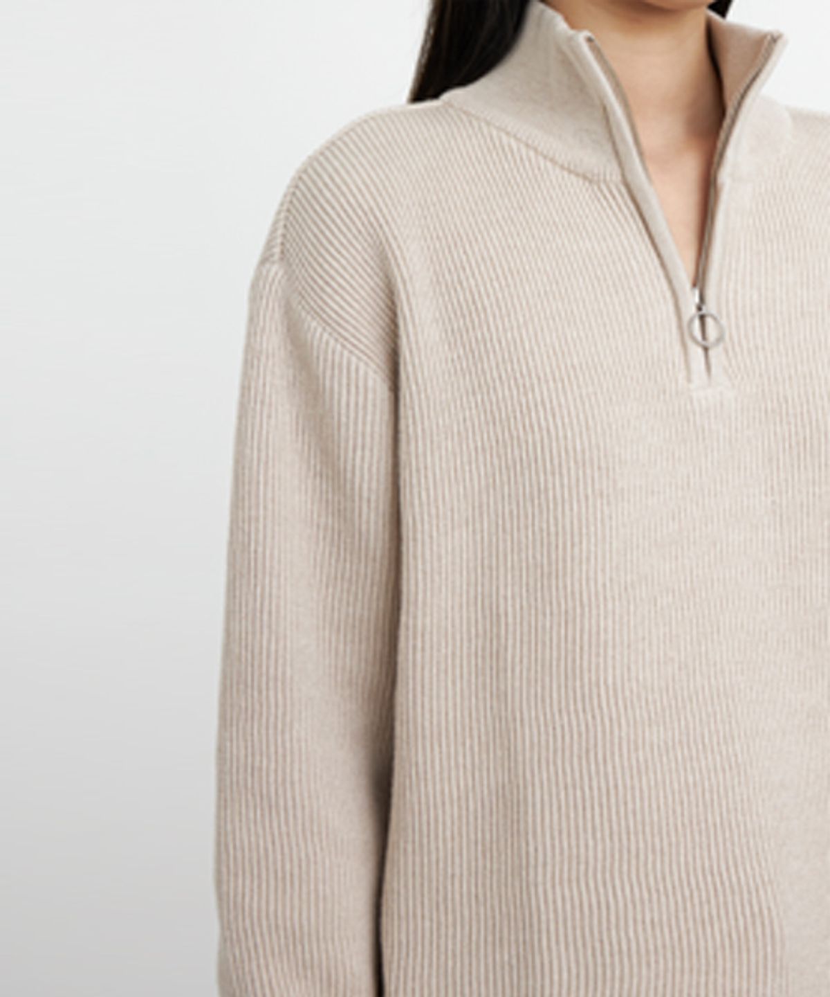 유스(YOUTH) Womens Oversized Half-zip Knit
