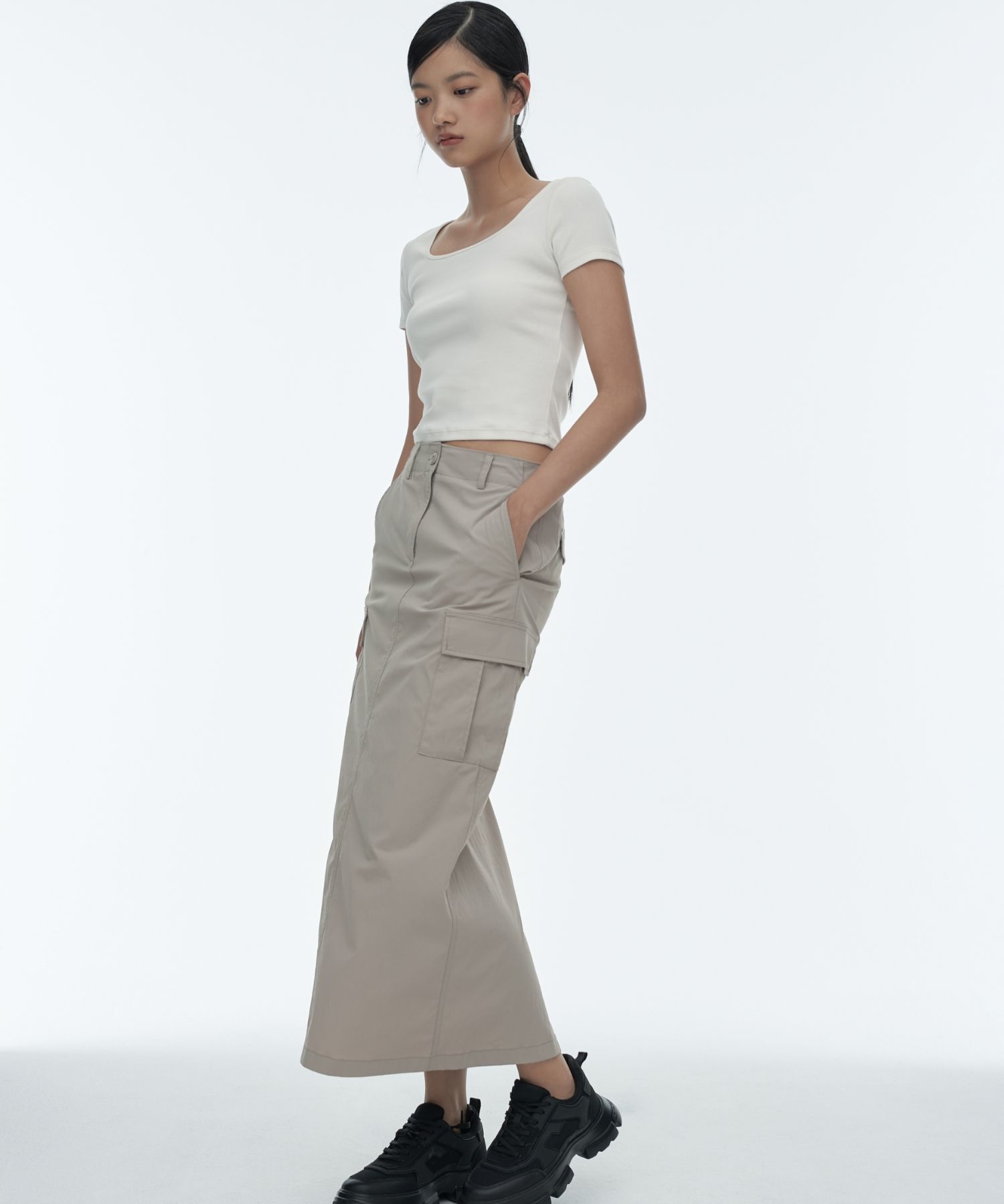 スカート musinsastandardwoman Women's Cargo Maxi Skirt Light Beige MW MUSINSA | MUSINSA STANDARD WOMAN Women's Cargo Maxi Skirt