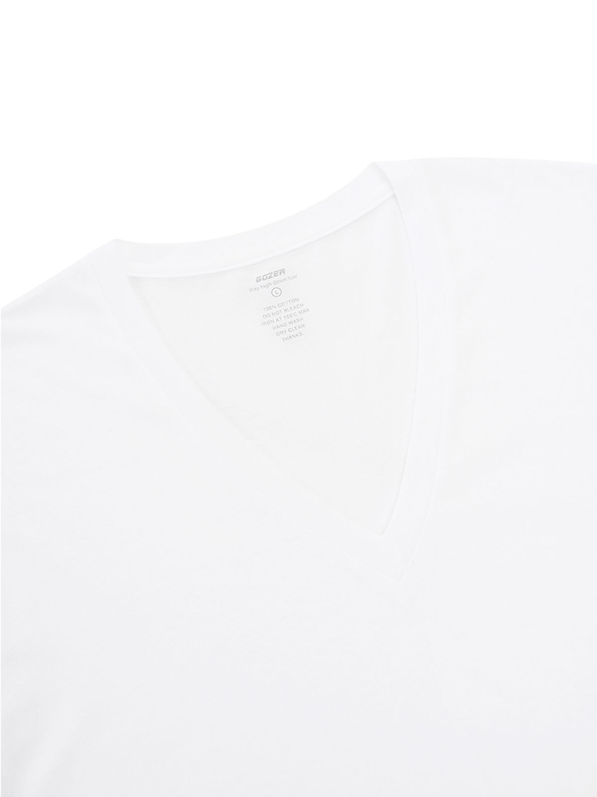 고저(GOZER) UNDER V-NECK HALF T-SHIRT_WHITE