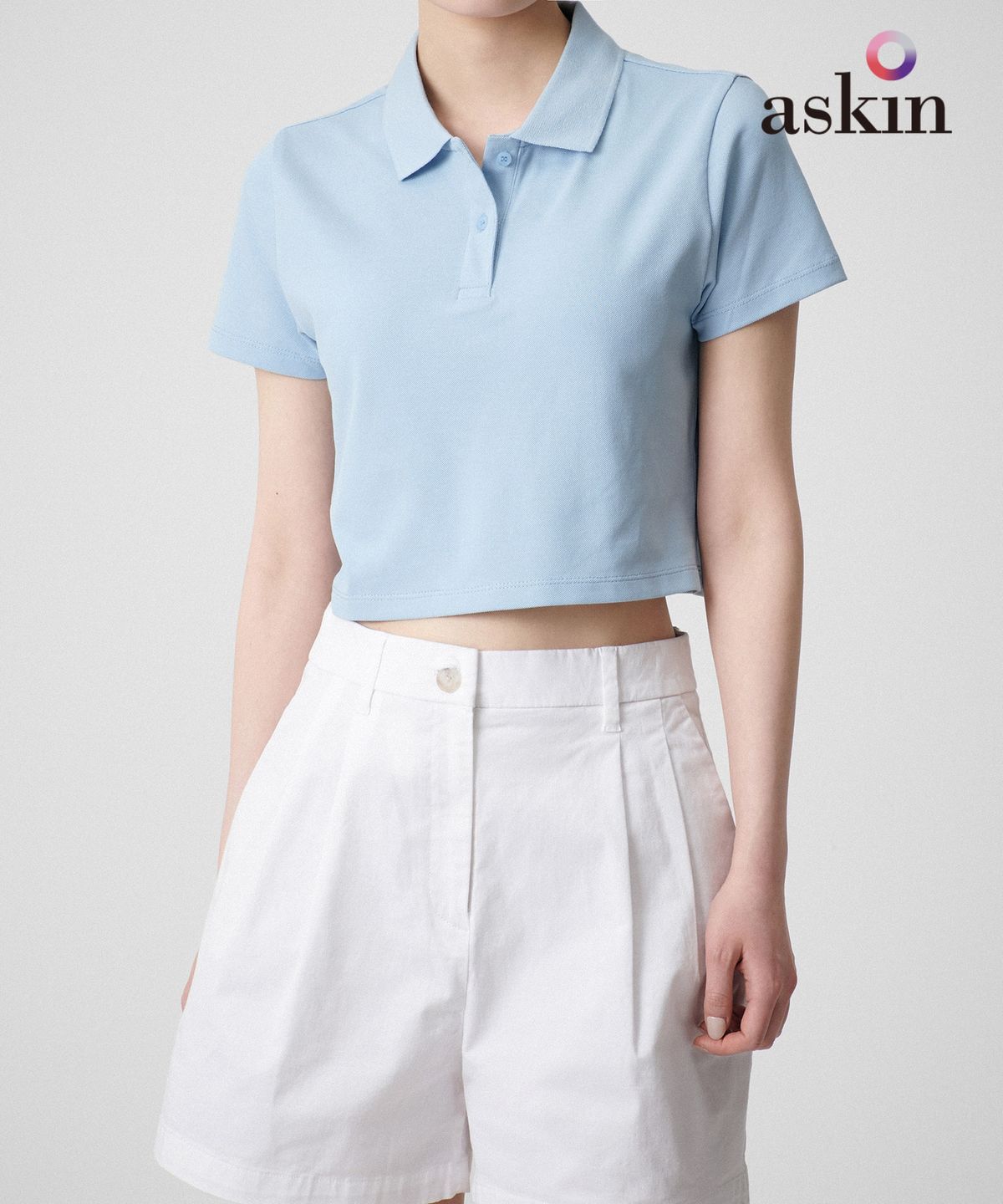 무신사 스탠다드 우먼(MUSINSA STANDARD WOMAN) [쿨탠다드] 우먼즈 크롭 피케 폴로 셔츠 [파스텔 블루]