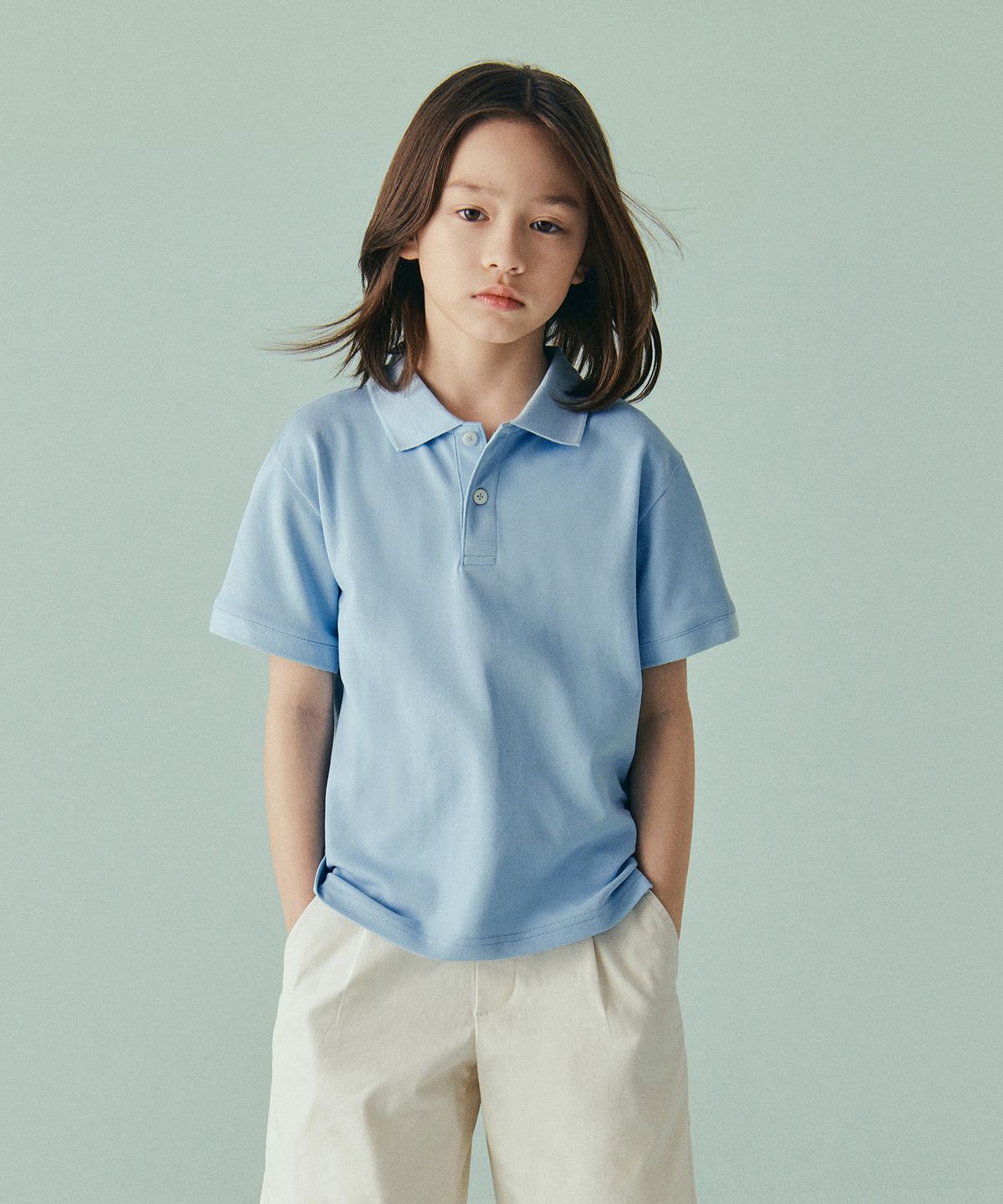 무신사 스탠다드 키즈(MUSINSA STANDARD KIDS) [쿨탠다드] 피케 폴로 셔츠 [파스텔 블루]