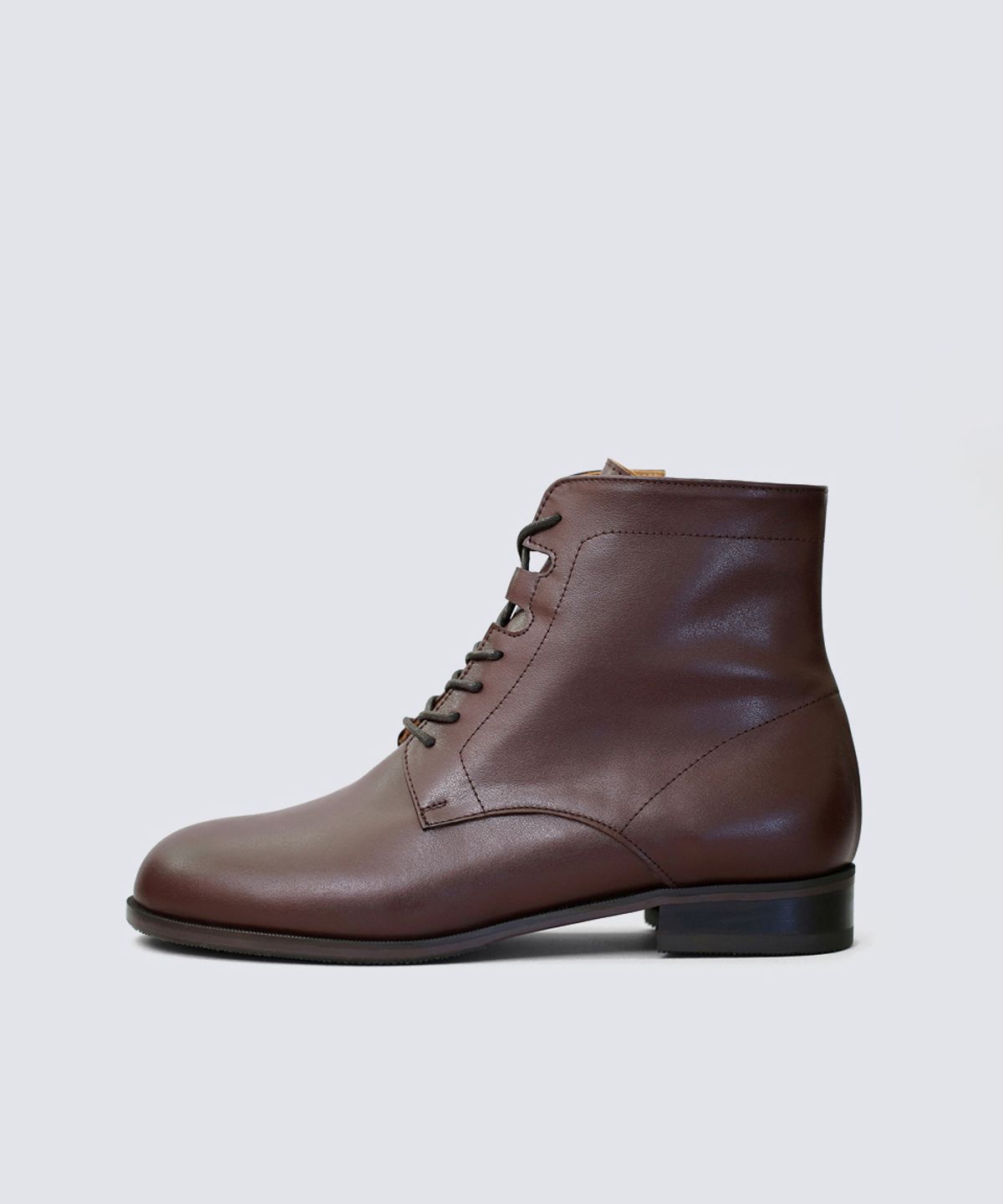 흰(HEENN) Side Zip Derby Boots . Brown (W/ Vibram)