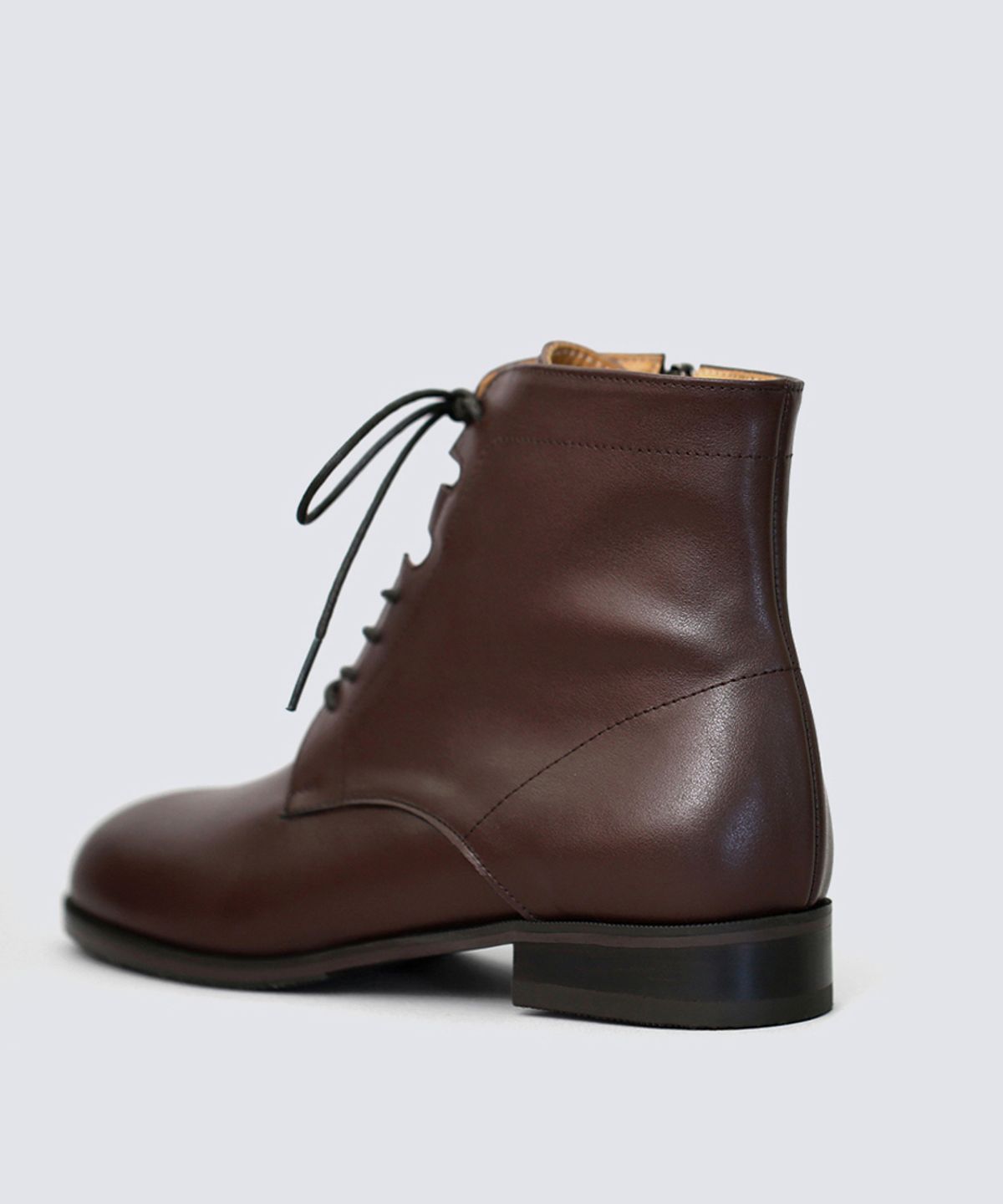 흰(HEENN) Side Zip Derby Boots . Brown (W/ Vibram)