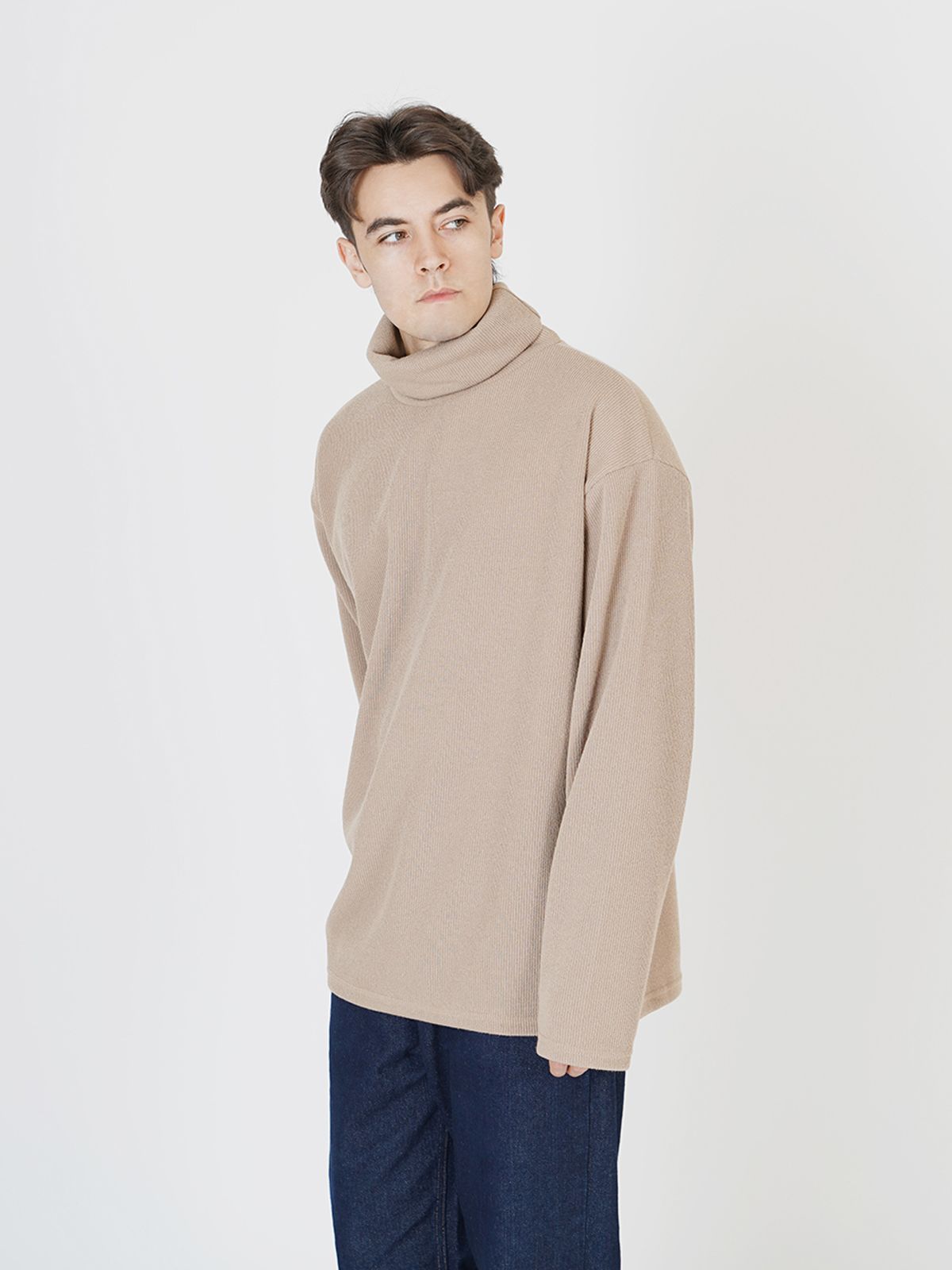 챈세스노이(CHANCE'S NOI) Wide Pola Neck Knit (White)