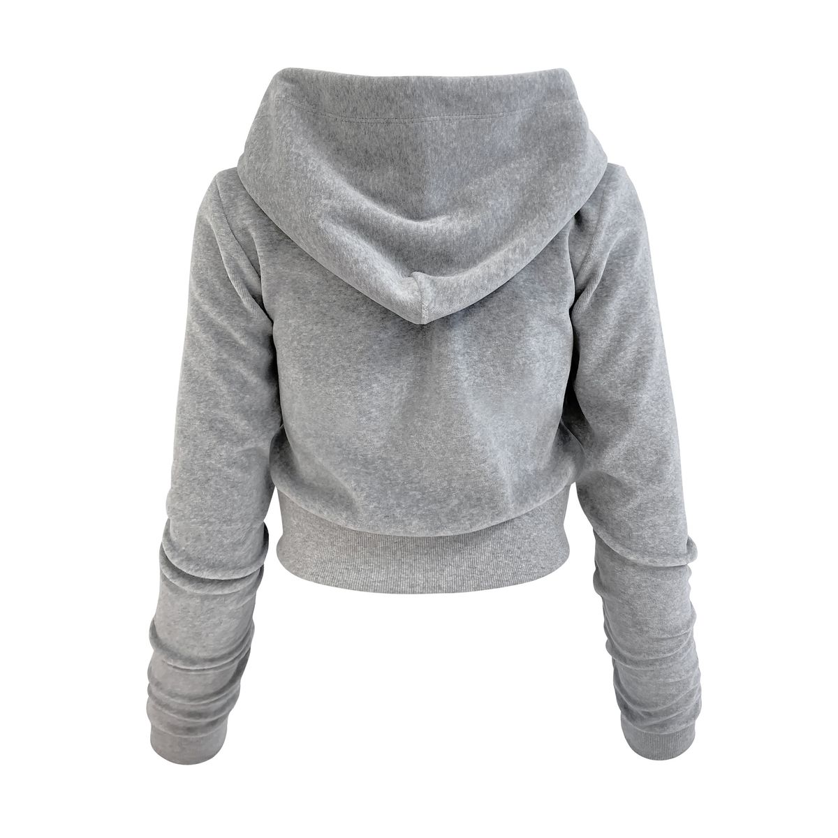 익스파이어드걸(EXPIRED GIRL) Signature Velvet Hoodie Zip Up Melange Grey