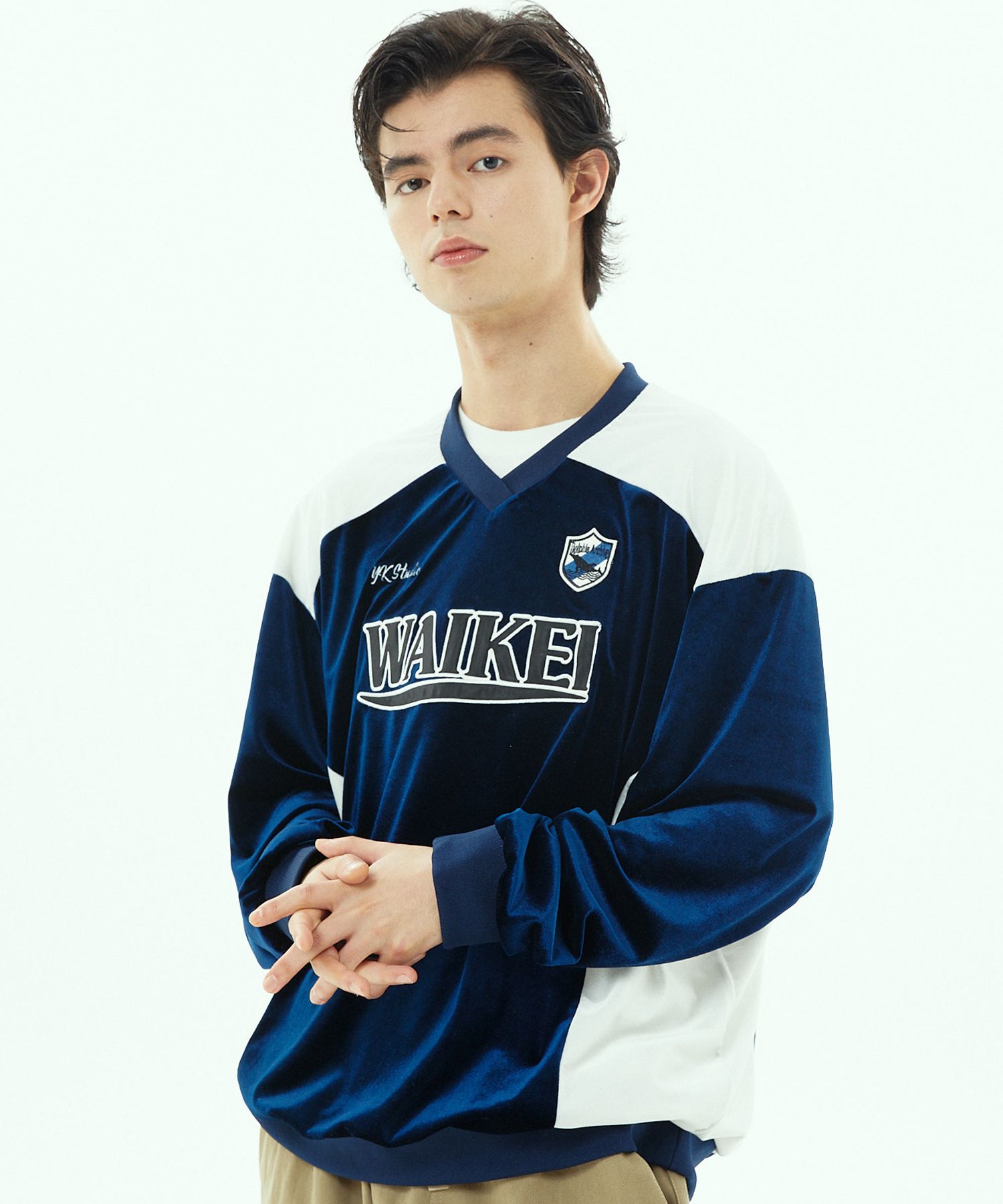 さらに100円引き◆Wai Kei◆Velvet uniform jersey tshirts MUSINSA | WAI KEI Velvet Uniform Jersey T-Shirt Navy
