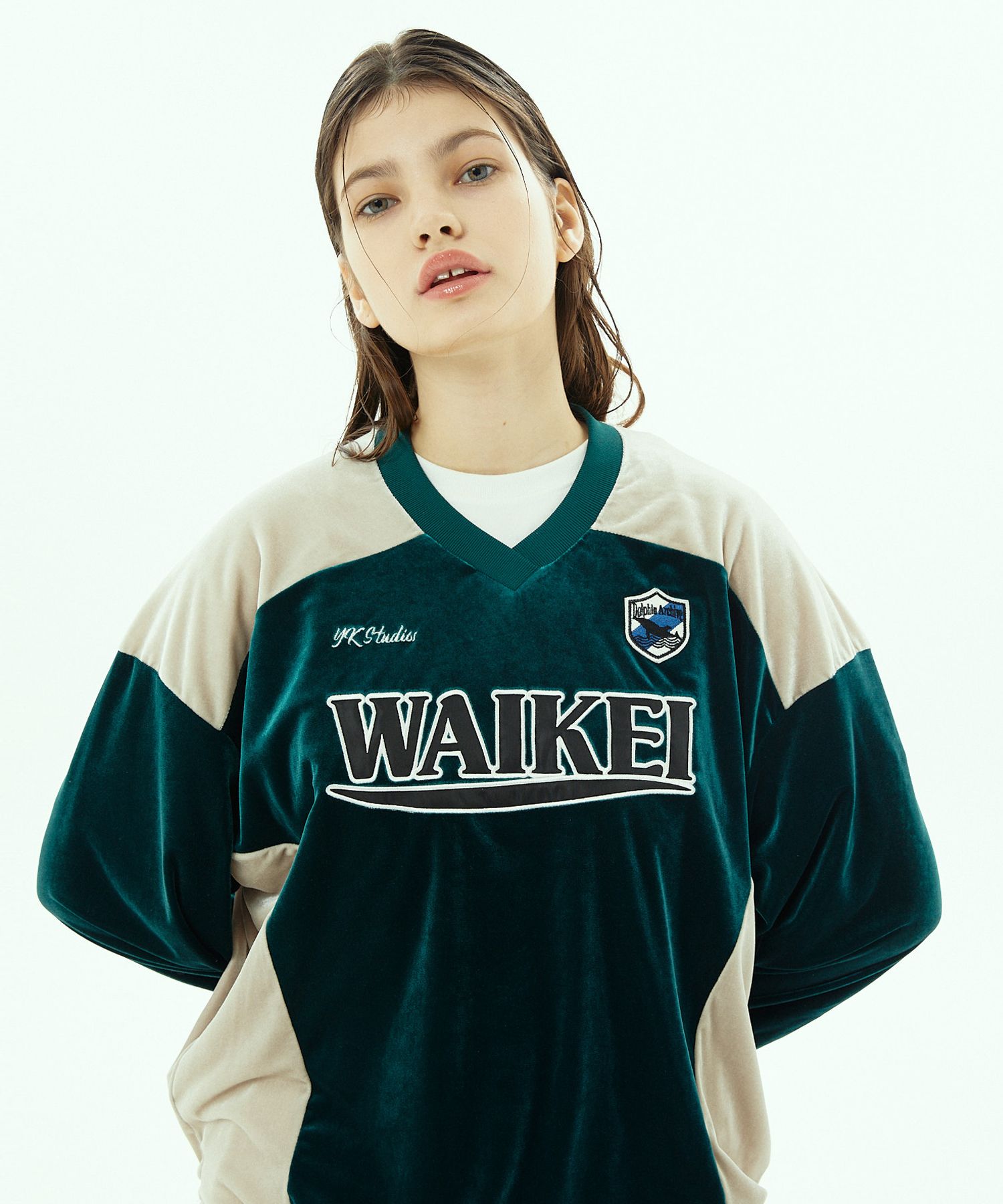 さらに100円引き◆Wai Kei◆Velvet uniform jersey tshirts MUSINSA | WAI KEI Velvet Uniform Jersey T-shirt Green