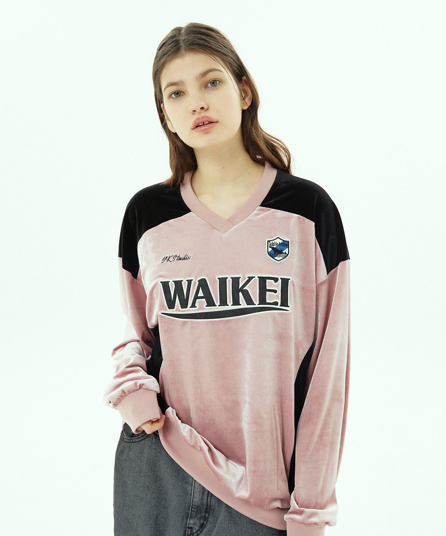さらに100円引き◆Wai Kei◆Velvet uniform jersey tshirts MUSINSA公式 | WAI KEI Velvet Uniform Jersey T-Shirt Pink