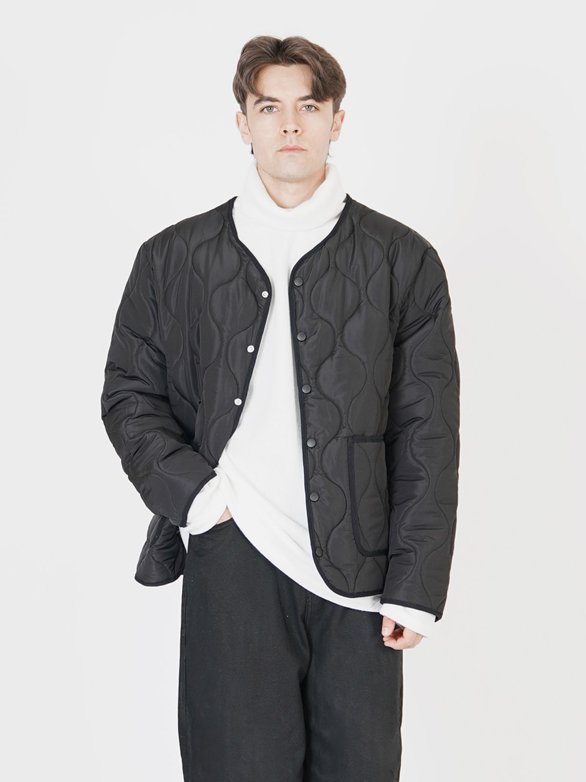 챈세스노이(CHANCE'S NOI) Quilting Light Up Down Jacket (Black)
