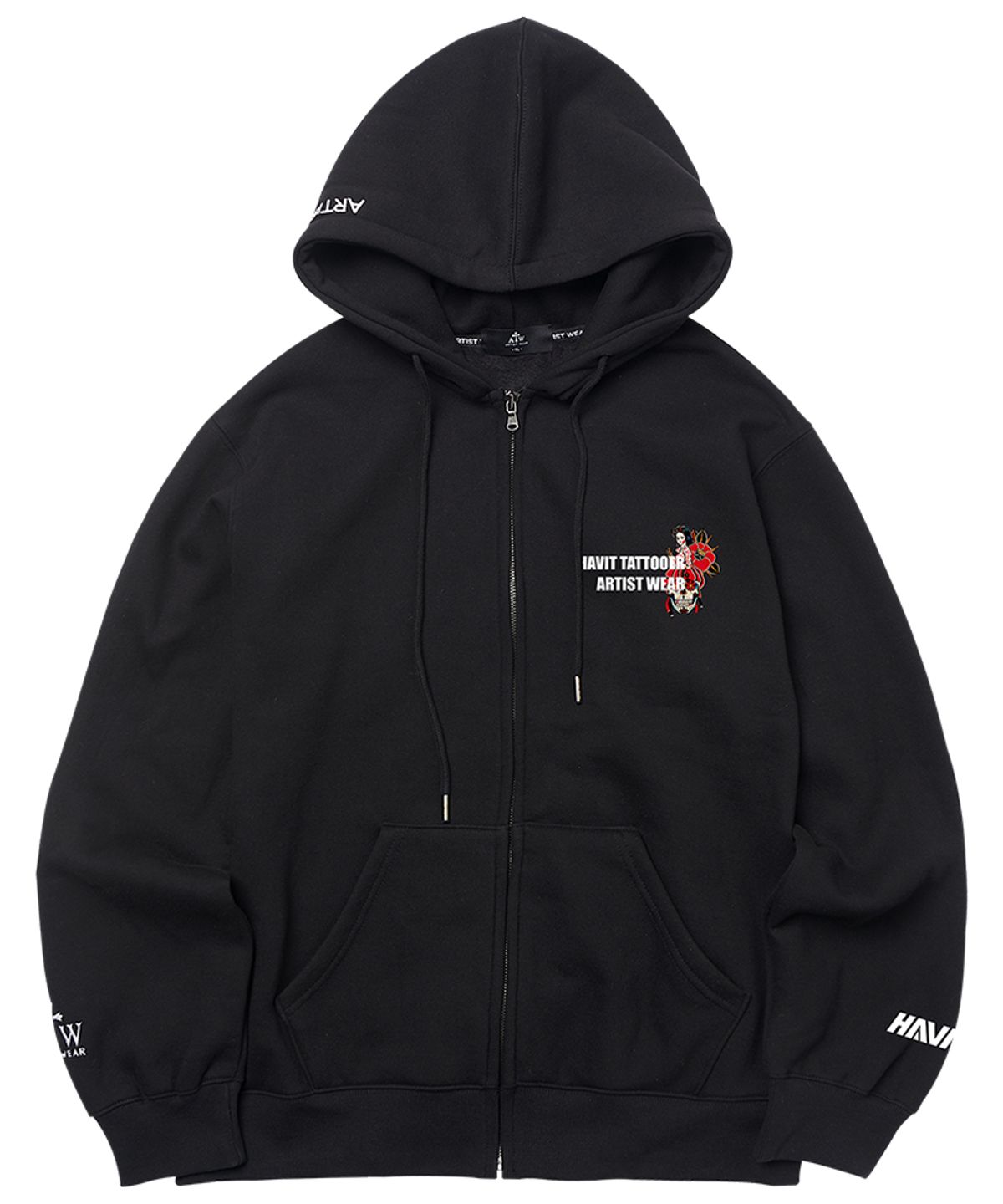 아티스트웨어(ARTISTWEAR) [ATW X HAVIT] 조선스컬 후드집업_BK