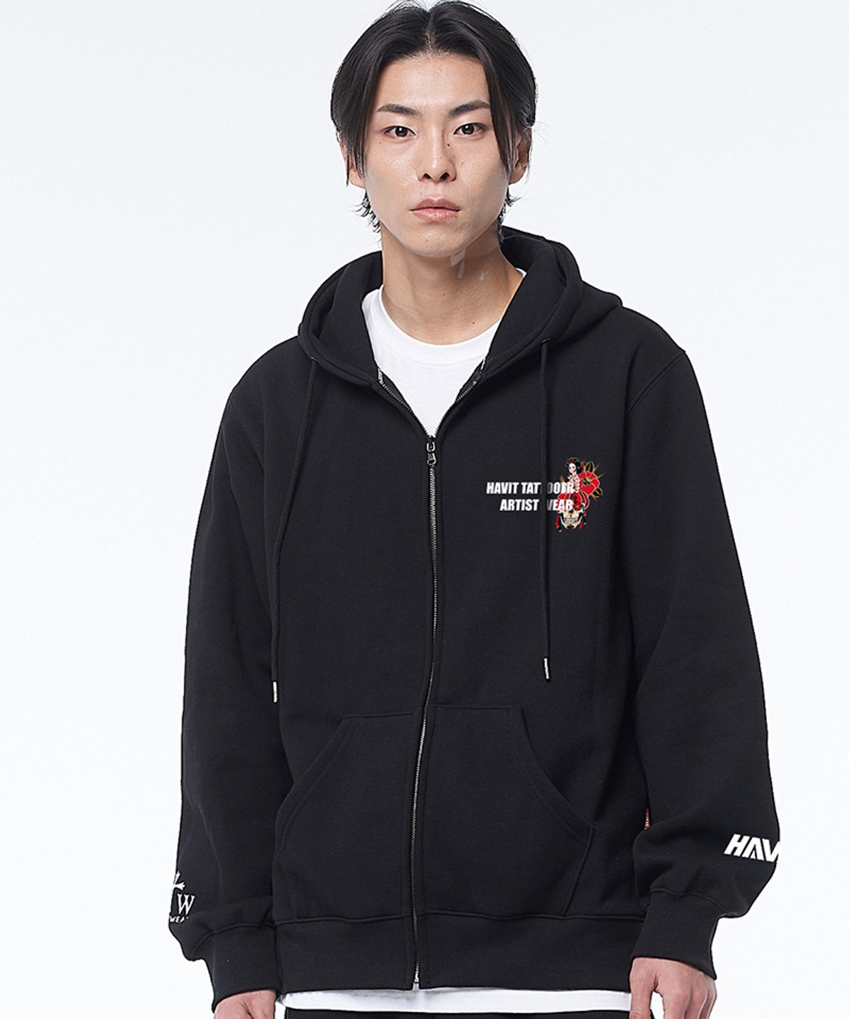 아티스트웨어(ARTISTWEAR) [ATW X HAVIT] 조선스컬 후드집업_BK