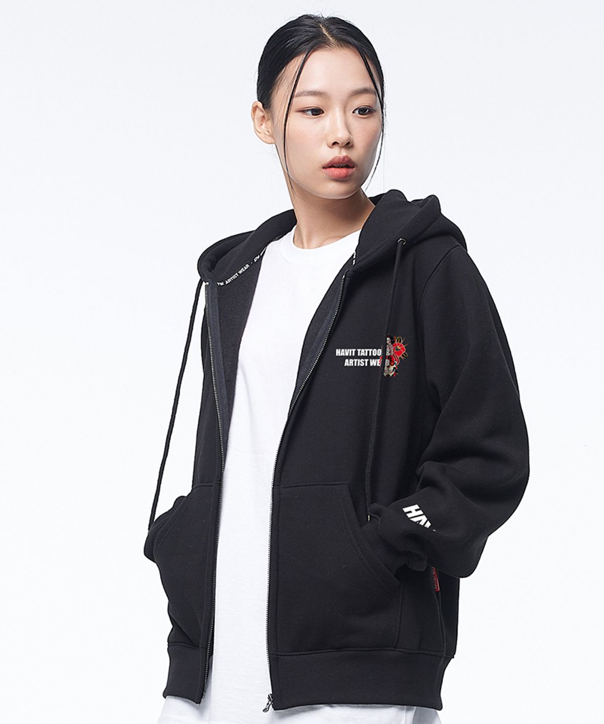 아티스트웨어(ARTISTWEAR) [ATW X HAVIT] 조선스컬 후드집업_BK