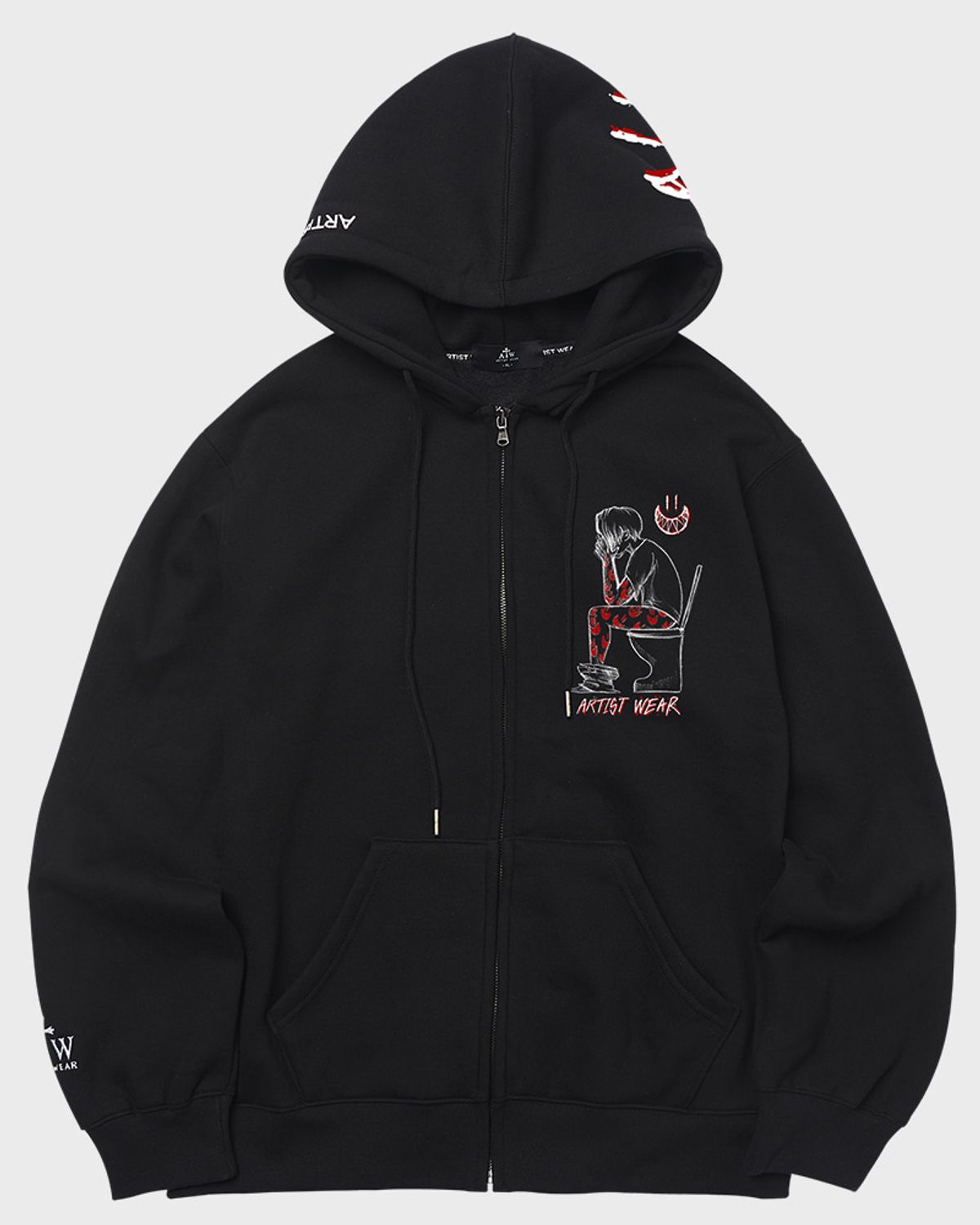아티스트웨어(ARTISTWEAR) [ATW X TWOFACE] 스페이스아웃 후드집업_BK
