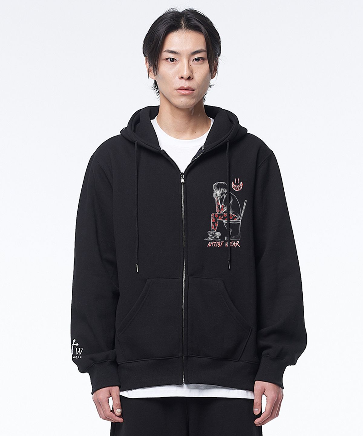 아티스트웨어(ARTISTWEAR) [ATW X TWOFACE] 스페이스아웃 후드집업_BK