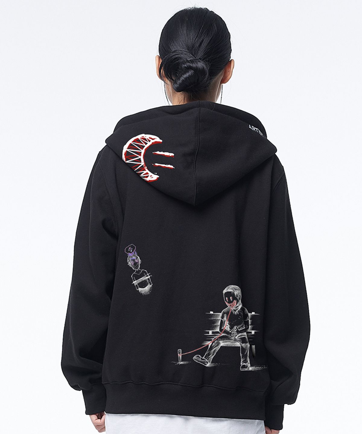 아티스트웨어(ARTISTWEAR) [ATW X TWOFACE] 스페이스아웃 후드집업_BK