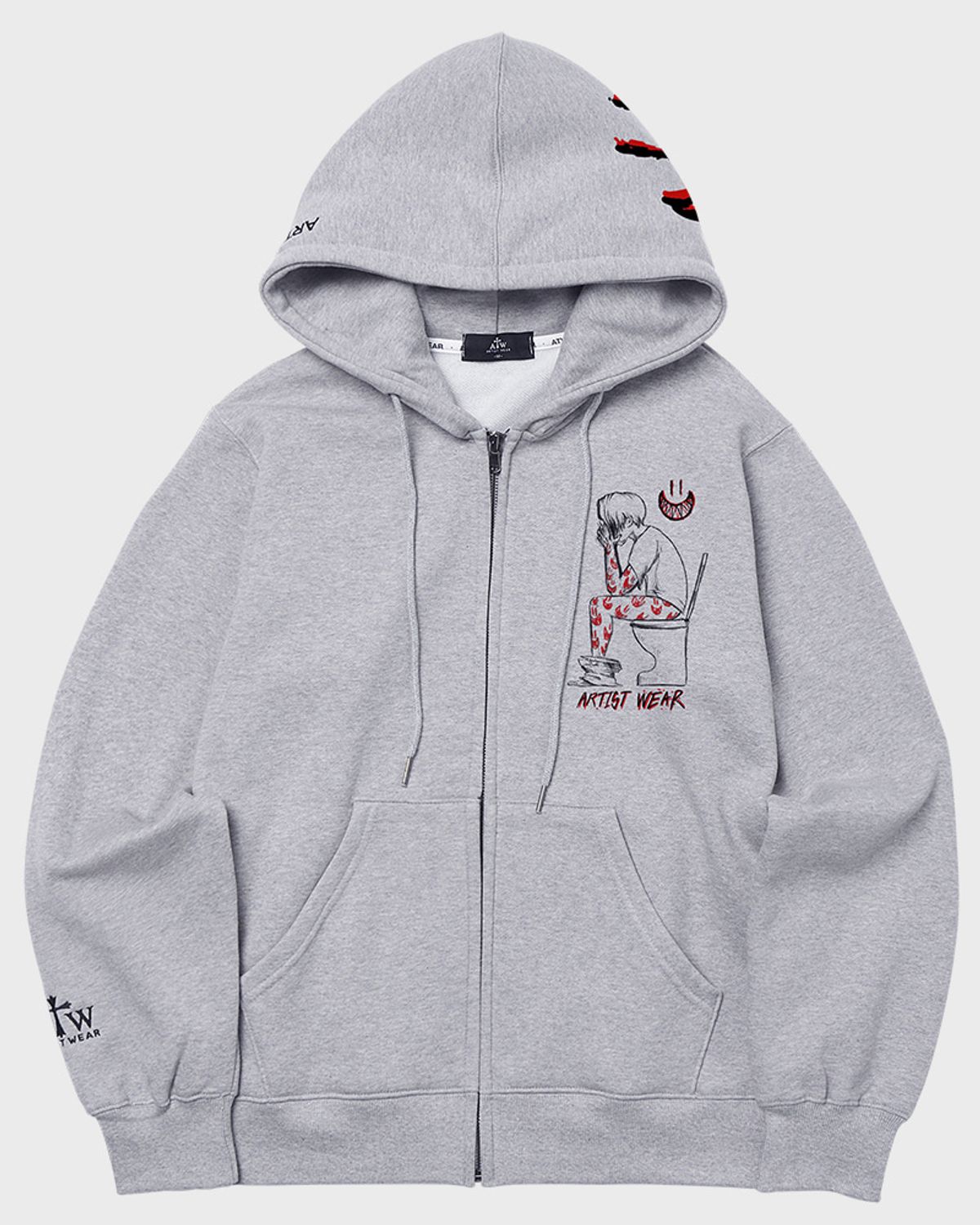 아티스트웨어(ARTISTWEAR) [ATW X TWOFACE] 스페이스아웃 후드집업_GY