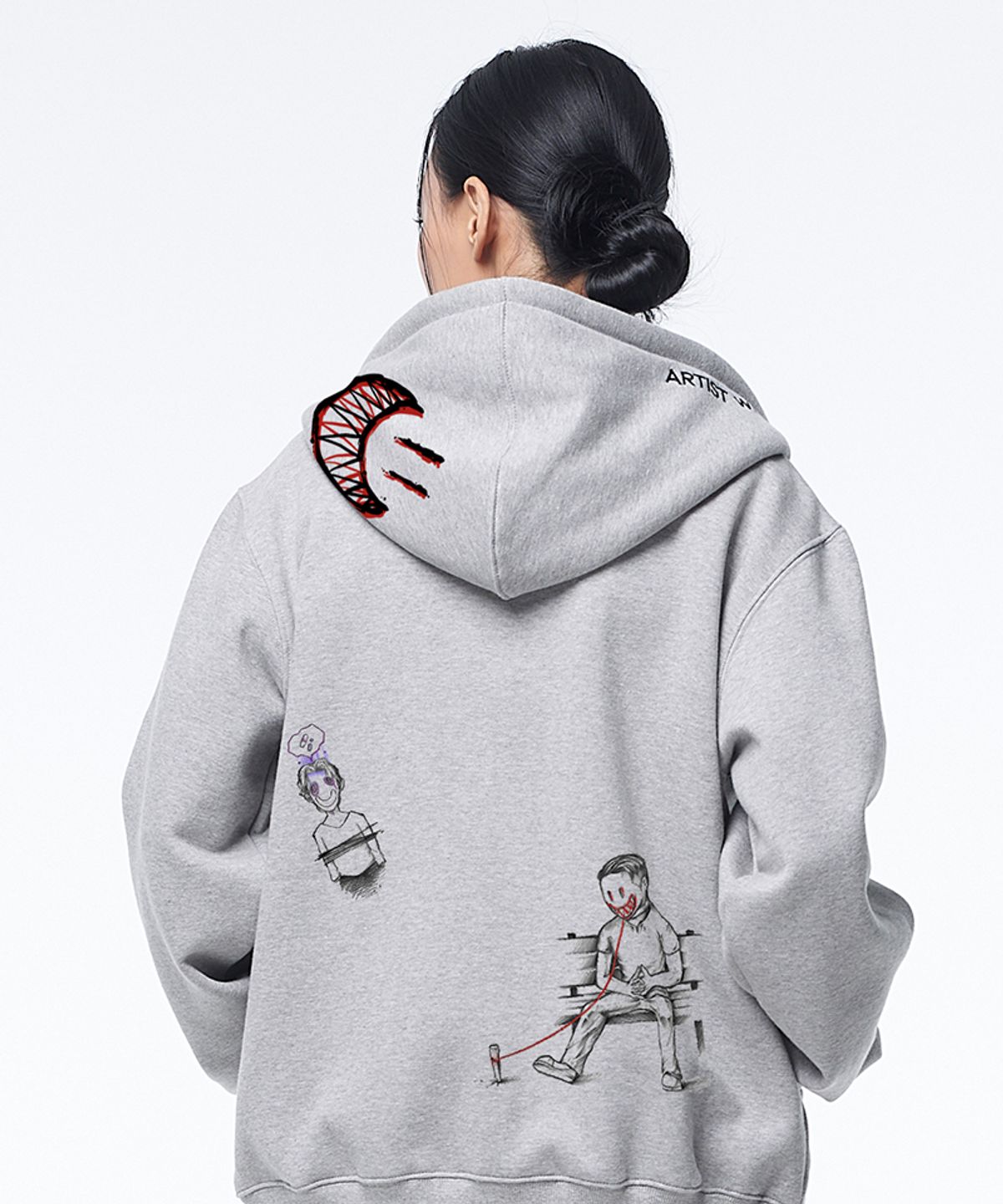 아티스트웨어(ARTISTWEAR) [ATW X TWOFACE] 스페이스아웃 후드집업_GY