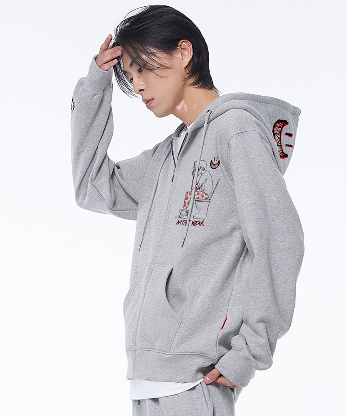 아티스트웨어(ARTISTWEAR) [ATW X TWOFACE] 스페이스아웃 후드집업_GY