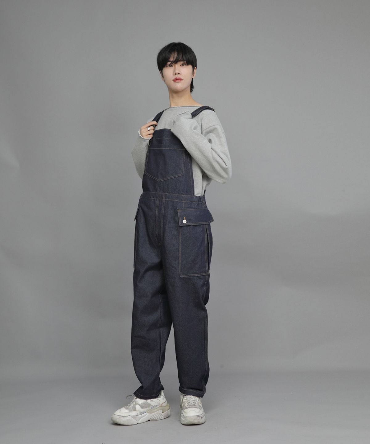 세인트크루(SAINTCREW) 카고포켓 테이퍼드 밴드오버롤 CPT-614 데님 인디고