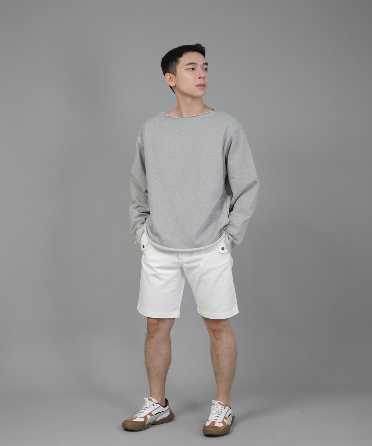 세인트크루(SAINTCREW) 헤비테리 그런지 스웨트셔츠 HGS-802 그레이
