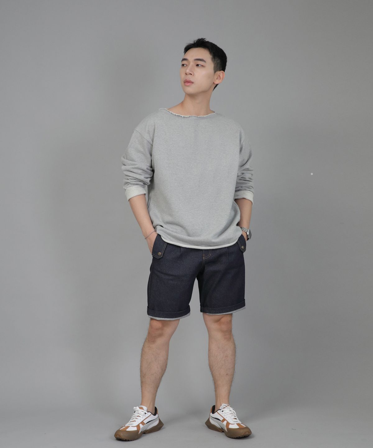 세인트크루(SAINTCREW) 헤비테리 그런지 스웨트셔츠 HGS-802 그레이