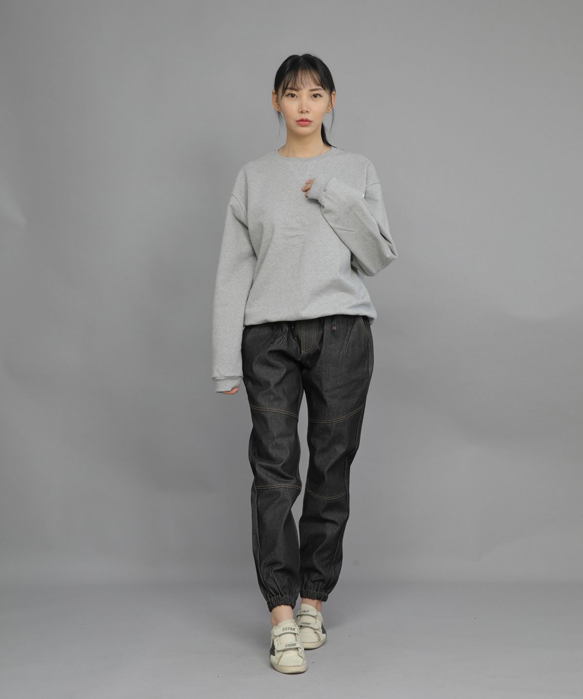 세인트크루(SAINTCREW) 세미슬림핏 절개 데님 조거팬츠 CS-301J 블랙 BRS